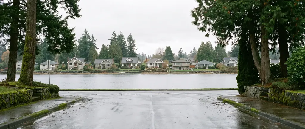 Shoreline homes above the water near Blaine