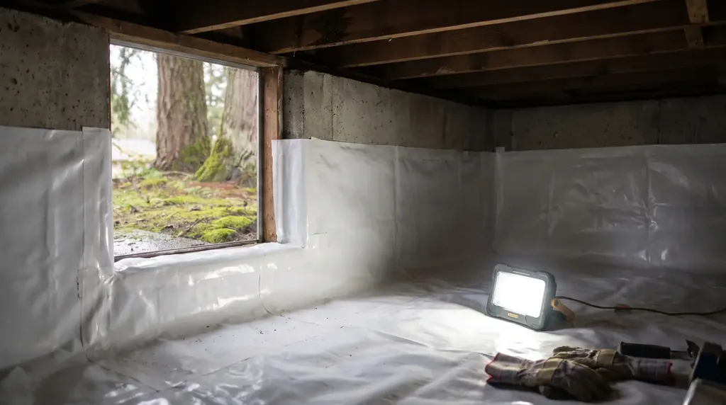 Dry sealed crawl space under a Pacific Northwest home